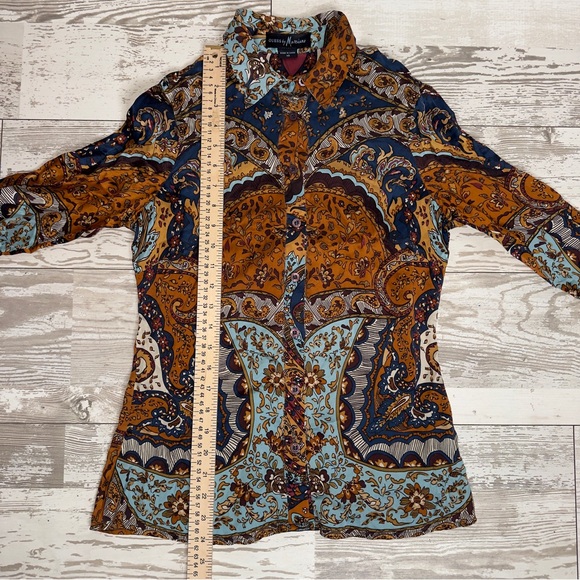 Guess by Marciano 100% Silk Paisley Button Up Shirt Women’s XS Long Sleeve - Picture 5 of 7